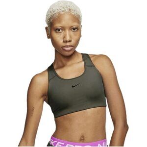 NIKE Women's Swoosh Medium-Support 1-Piece Pad Sports Bra Size M In Black/White